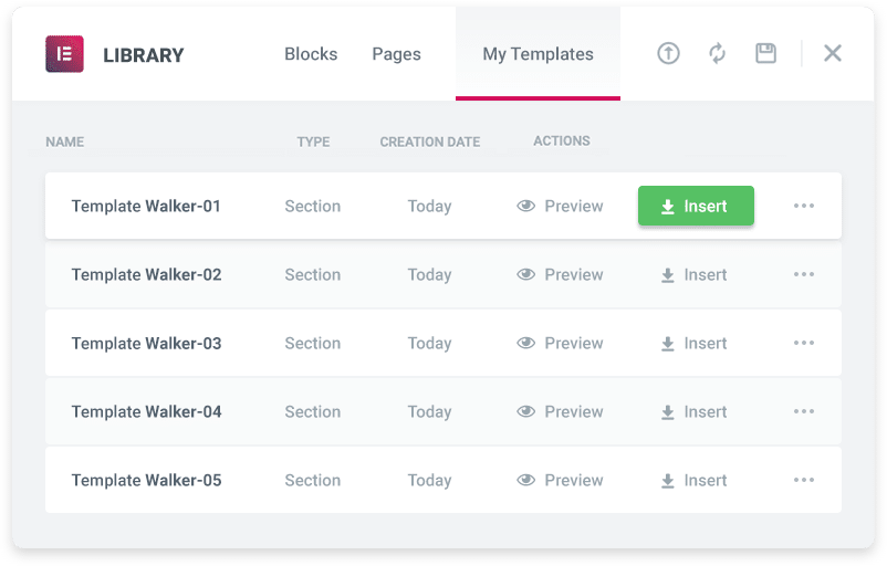 5 Templates fro Elementor